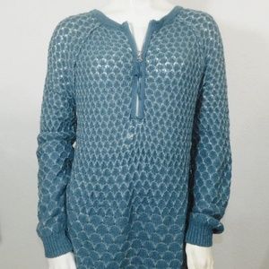 Large Moth Anthropologie Teal Blue Sweater